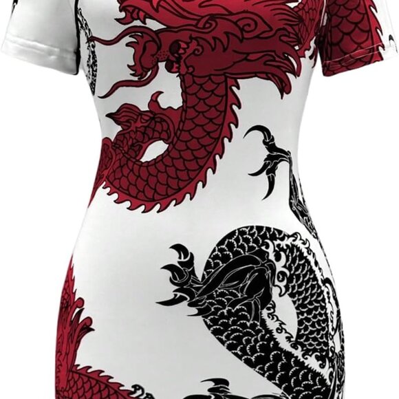Women's Chinese Cheongsam Dress Polyester X-Large Short Sleeve Mini - Picture 1 of 5